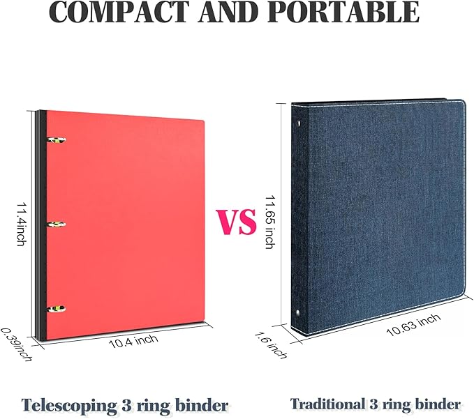 INFUN Telescoping 3 Ring Binder, Portable Plastic 0.75 inch 3 Ring Binder - Image 3