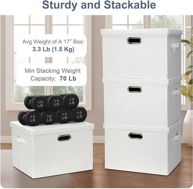 Graciadeco Large 17" 36 Quart Collapsible Stackable Storage Bins - Image 4