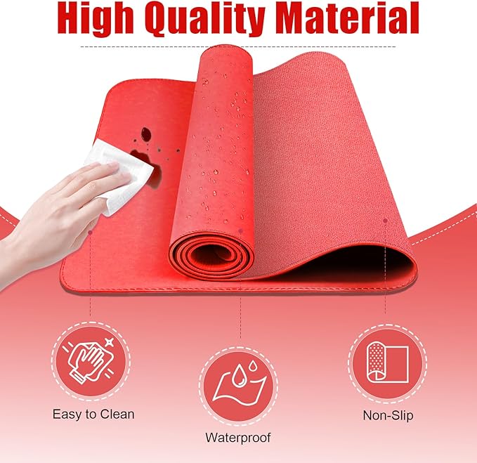 Large Desk Pad 47.2" x 17", Leather Desk Mat Protector, Non-Slip PU Leather - Image 3