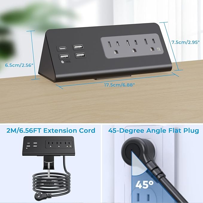 Nightstand Charging Station, Nightstand Edge Power Strip - Image 6