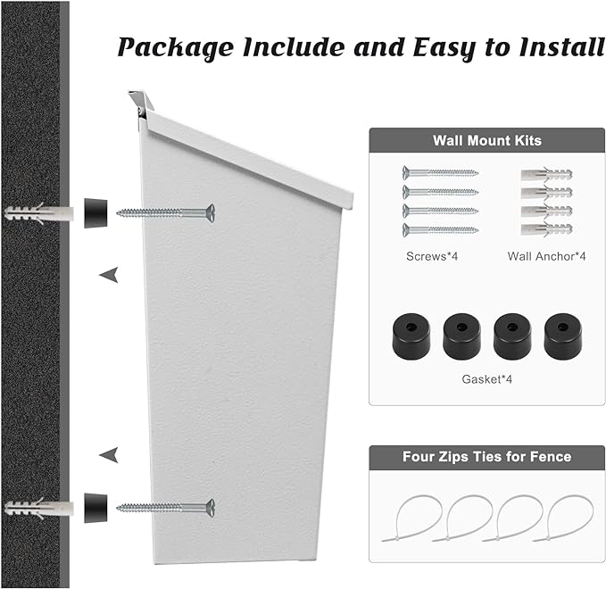 KYODOLED Wall-Mount Mailbox, Large Capacity Mail Box, Galvanized Steel - Image 4