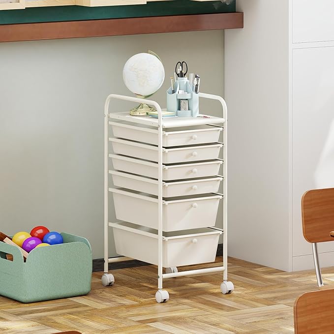 Giantex 6 Storage Drawer Cart Rolling Organizer Cart - Image 2