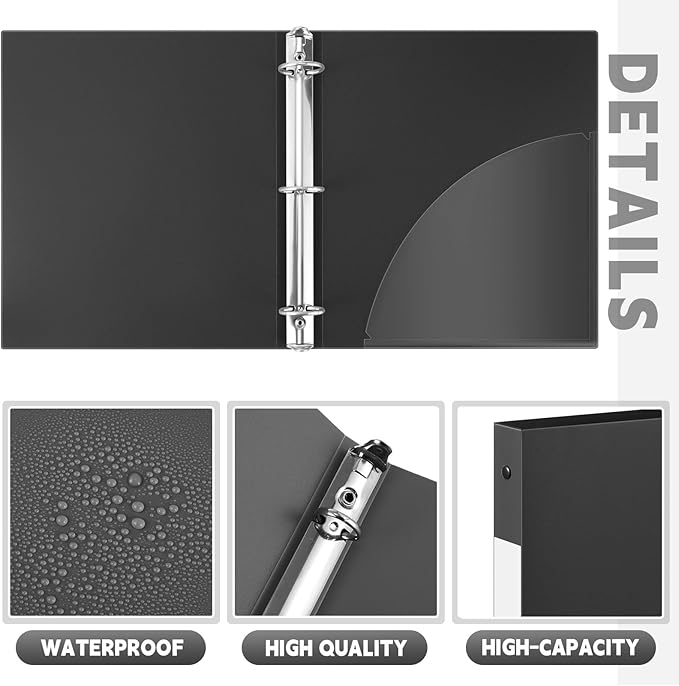 Henoyso 48 Pcs 3 Ring Binder 0.5 Inch Round Fits Letter Size 8.5'' x 11'' Paper - Image 3