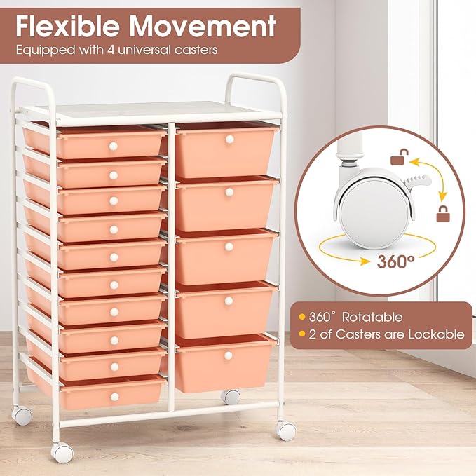 DORTALA 15-Drawer Rolling Storage Cart - Image 6