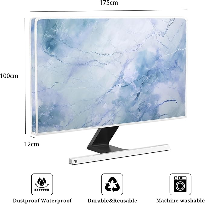 Baocicco Fashion Haze Blue Marble Screen TV Cover Cover 75 Inch Waterproof Full - Image 2