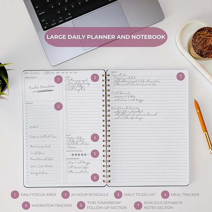 Merely Home Undated Daily Planner | 8.25” x 11.75” To Do List Notebook | Work - Image 7