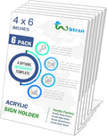 Wbtran Slanted Back Acrylic Sign Holder 4 x 6, Plastic Paper Sign Holders by Wbtran