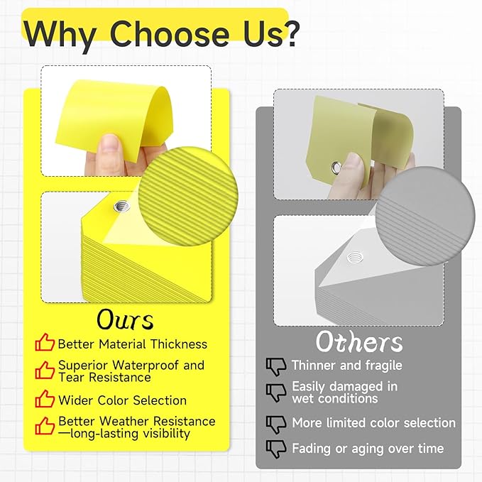 XUWAIDSGN 100Pcs Yellow Plastic Shipping Tags, 4 3/4" x 2 3/8", Waterproof - Image 4