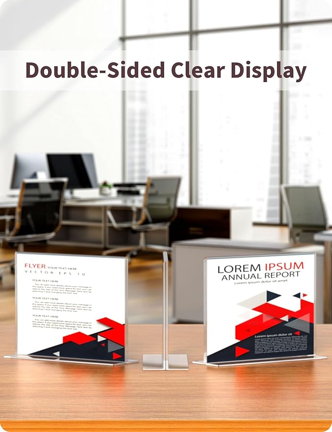 NIUBEE Acrylic Sign Holder 8.5x11 Inches 3 Pack Horizontal, T Shape Double - Image 4