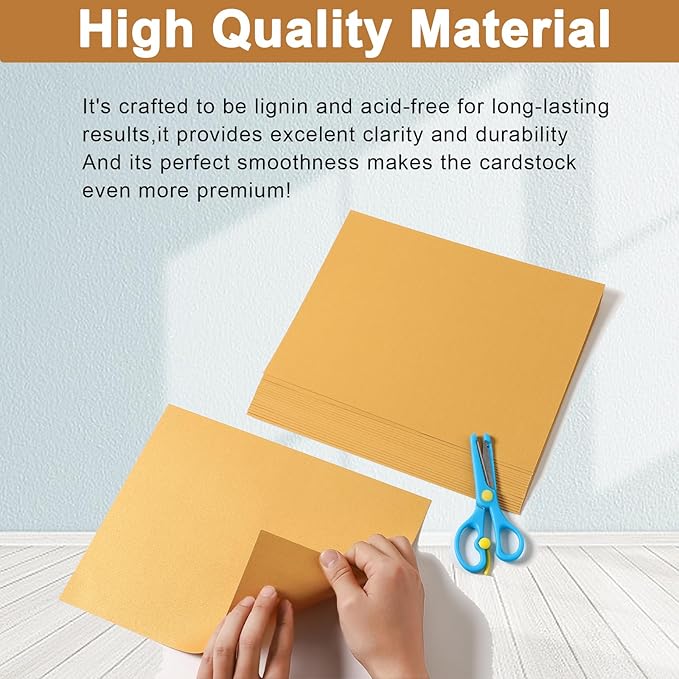 Silunkia 120 Sheets Gold Shimmer Cardstock 8.5 x 11 Metallic Paper, 250gsm/92lb - Image 4
