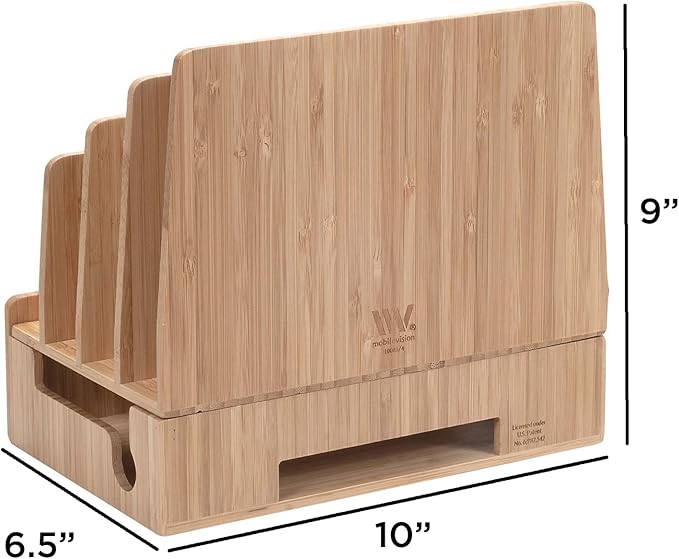 MobileVision Bamboo Charging Station & Multi Device Organizer Slim Version - Image 2