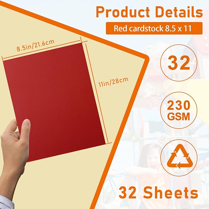Guakicae 32 Sheets Christmas Red Cardstock 8.5 x 11 Anniversary Card, 80lb - Image 2