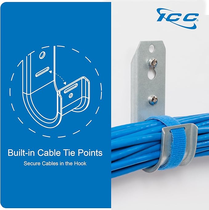 ICC 3/4-Inch Wall Mount J-Hook – 25-Pack, Cable Support Hooks Without Retainer - Image 5