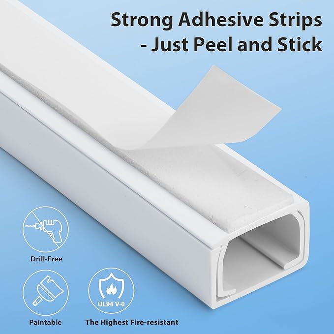 Cord Hider Wall for One Cord 136in, ZhiYo Cord Covers for Wires on Wall - Image 4