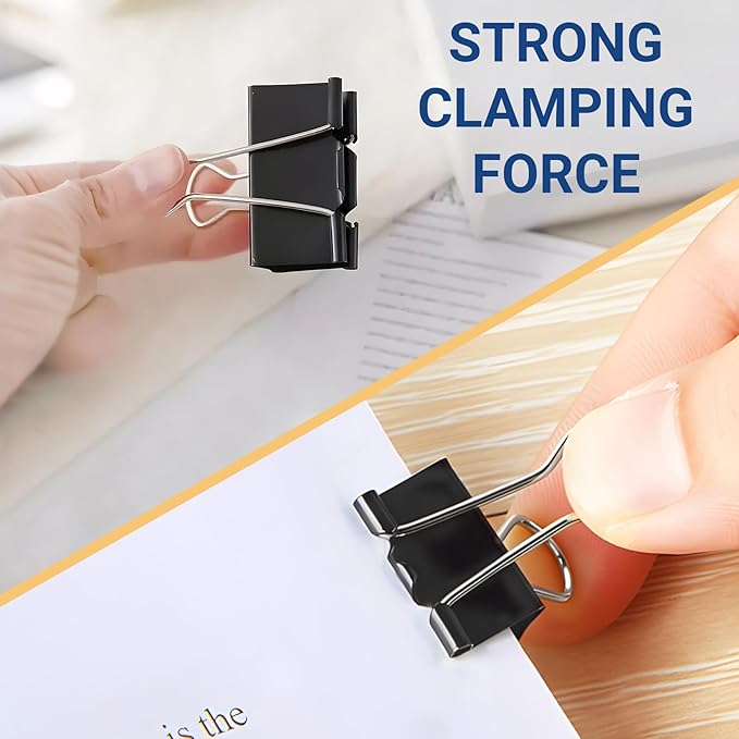 208 PCS Binder Clips Assorted Sizes – 0.6"-2" Black Metal Paper Clamps - Image 3