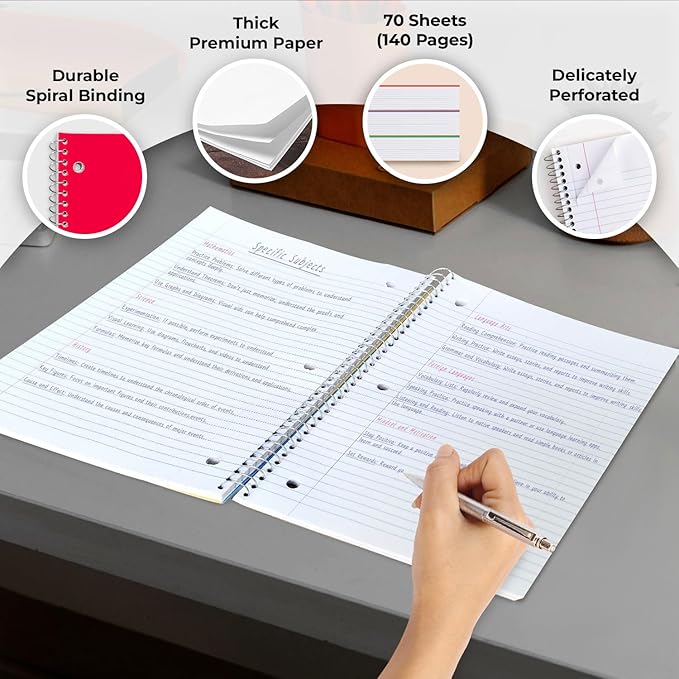 Rosmonde 50 Pack, 1 Subject Spiral Notebook College Ruled Bulk, 140 Pages - Image 2