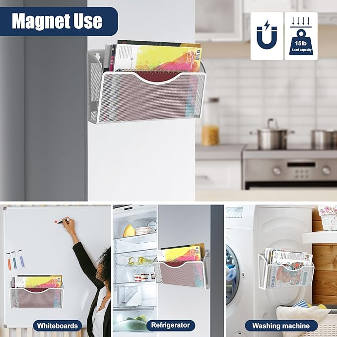2 Pockets Magnetic File Holder for File Cabinets, Folder Holder Organizer- No - Image 6
