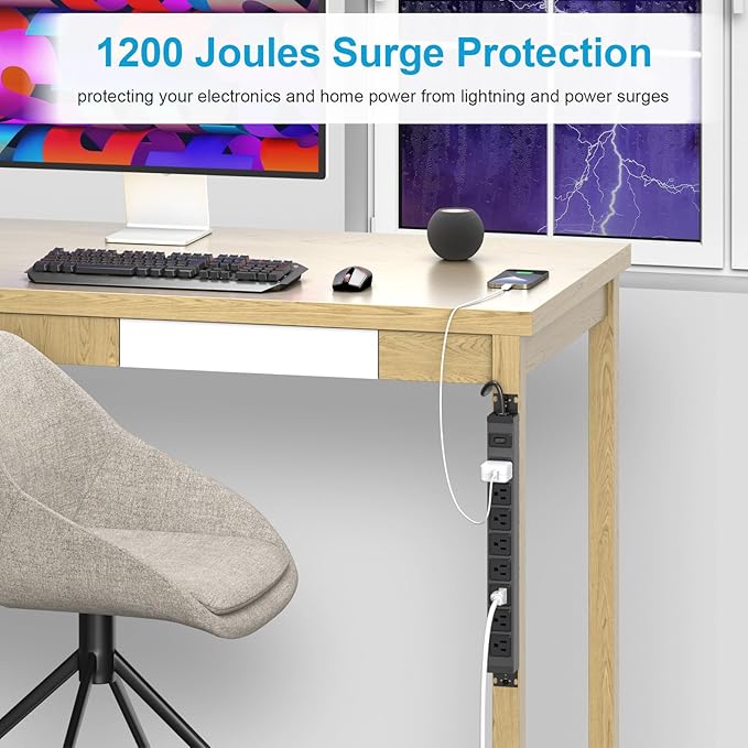 HHSOET Metal 360° Rotating Mountable Power Strip, 8 Outlet Gaming Table Mounted - Image 6