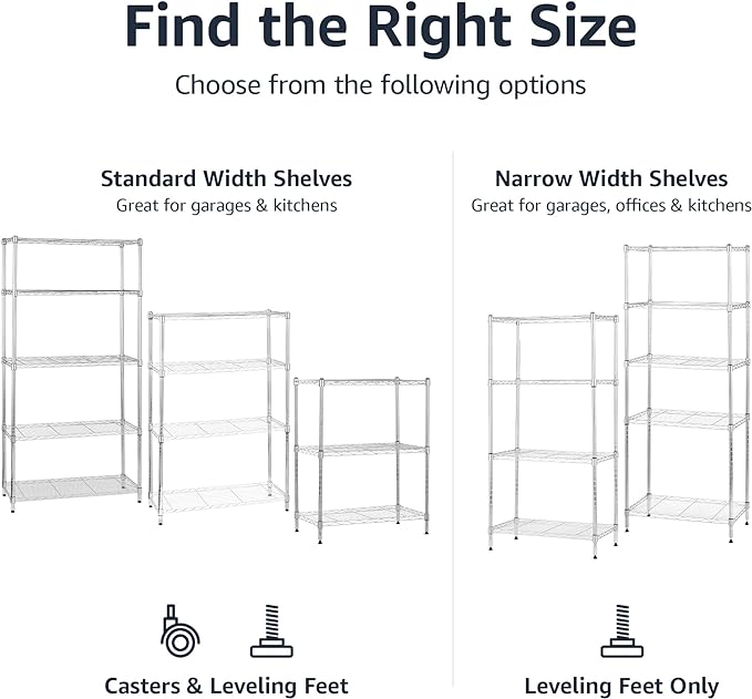 Amazon Basics 4-Shelf Adjustable, Storage Shelving Unit, Steel Organizer Wire - Image 6
