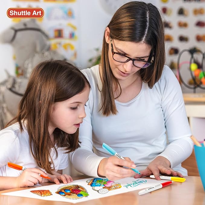 Shuttle Art 48 Colors Permanent Markers, Fine Point, Works on Plastic, Metal - Image 6