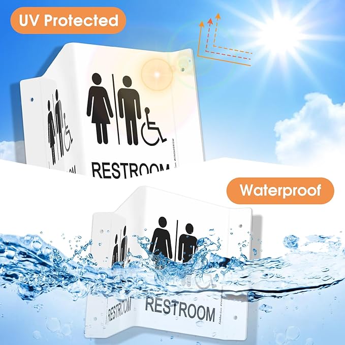 Faittoo Restroom Sign, Bathroom Signs, 2 Pack 6 x 8 Inches Acrylic Sign - Image 4