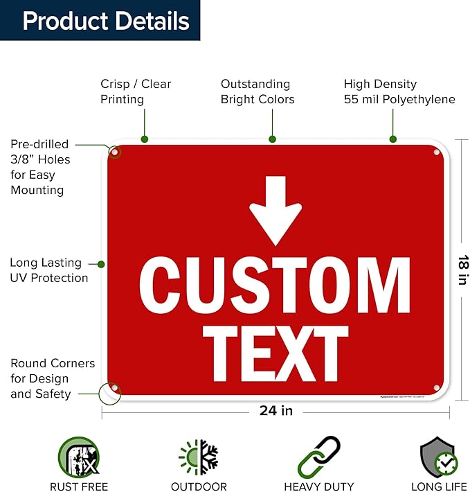 Custom Arrow, Custom Directional Sign, Down Arrow, 18x24 Inches, 55 mil thick - Image 6