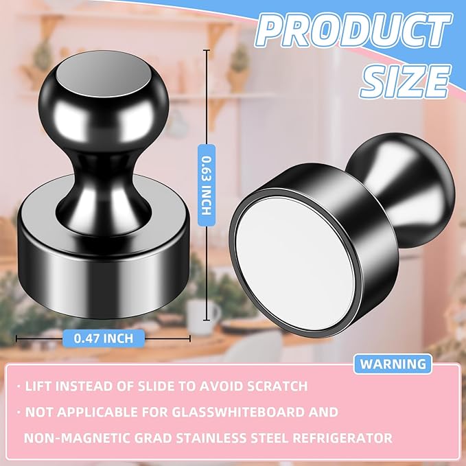 VNDUEEY 30Pcs Strong Fridge Magnets, Magnetic Push Pin, Small Metal Magnets - Image 6