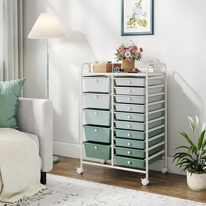 HAPPYGRILL 15-Drawer Rolling Cart, Storage Carts - Image 2