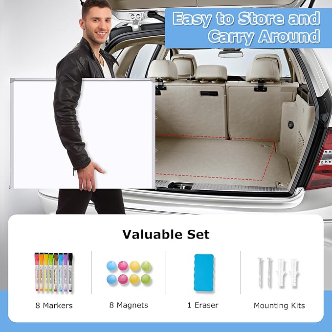 DOLLAR BOSS Large White Board 60 x 40 Inch Foldable Magnetic Whiteboard - Image 6