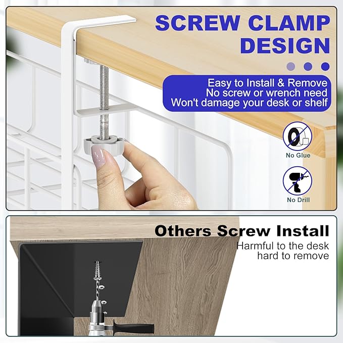 Under Desk Cable Management Tray, 31.5'' No Drill Steel Cable Tray Organizers - Image 3