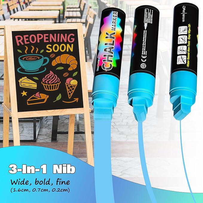 FansArriche Jumbo Chalk Markers, 15mm Window Markers - Image 3