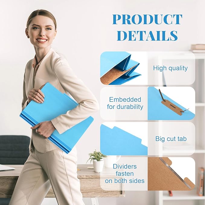 Skyygemm 60 Pcs Classification Folders Letter Size, 1 Divider Pressboard File - Image 3