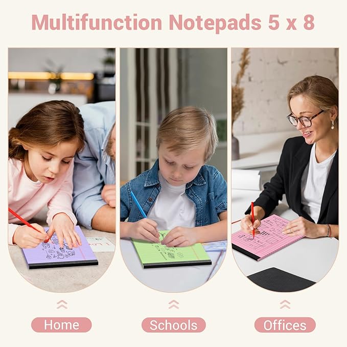 Legal Pads 5x8 Colored Note Pads, 12 Pack College Ruled Notepads 5x8 Lined Paper - Image 6