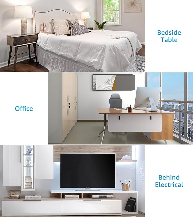 Under Desk Power Strip with 3M Adhesive, Removable Under Desktop Mount Plug - Image 7
