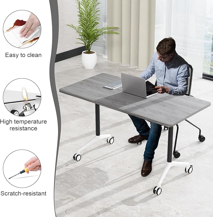 JEHUJD Conference Table, 55.1''Folding Conference Room Table - Image 4