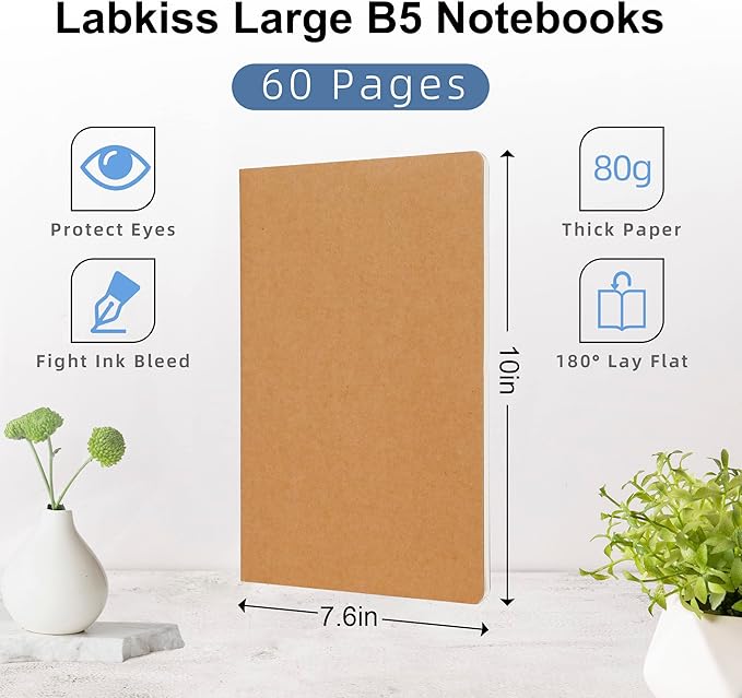 Labkiss 30 Pack Large B5 College Ruled Notebook & Journal Bulk, Kraft Cover - Image 7