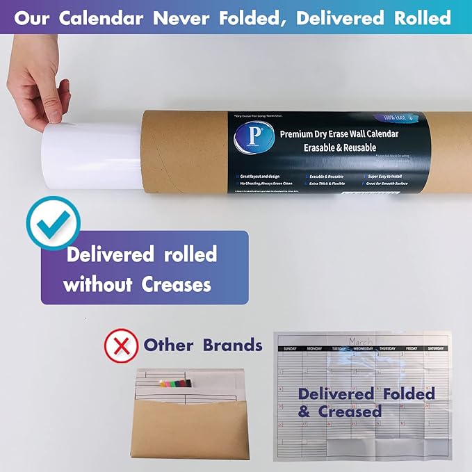 Dry Erase Vertical Three Month Laminated jumbo Wall Calendar, 46 x 63, Huge - Image 2