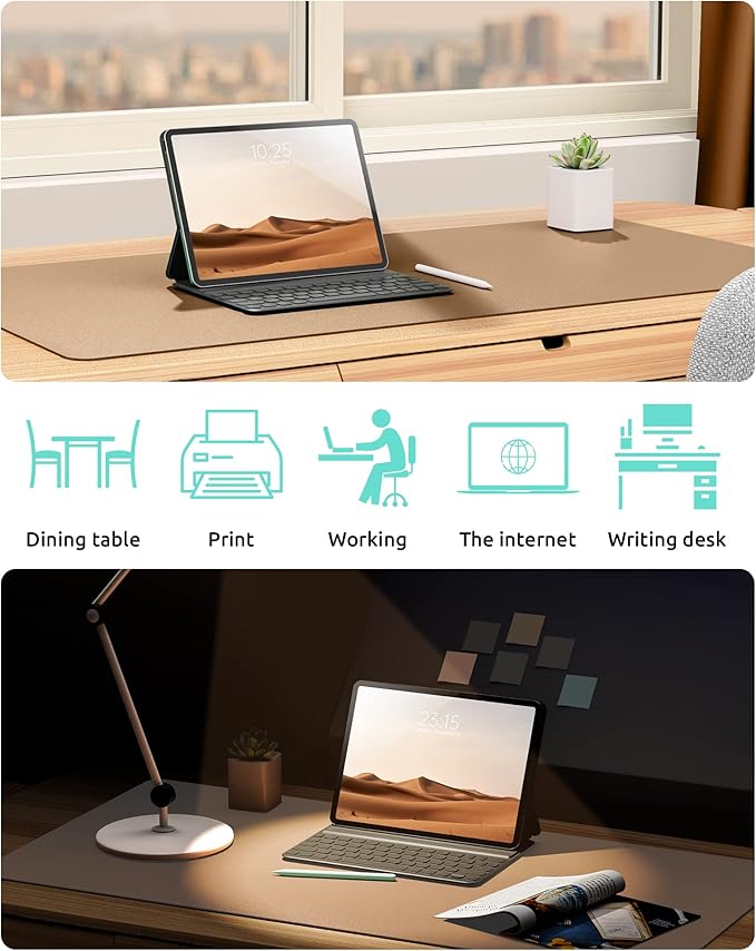 YSAGi Leather Desk Protector, Office Mat, Large Mouse Pad, Non-Slip PU Leather - Image 6
