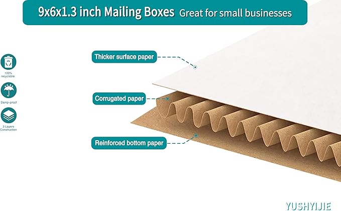 YUSHYIJIE 50 Pack 9x6x1.3 inch Small Shipping Boxes - Image 4