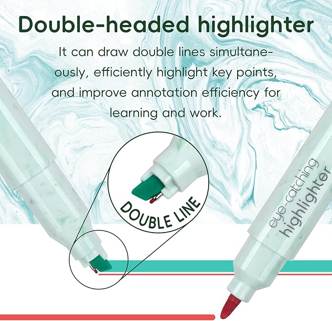 Techjob Aesthetic Highlighters 12 Pack Dual Tips, Double Line Highlighters - Image 3