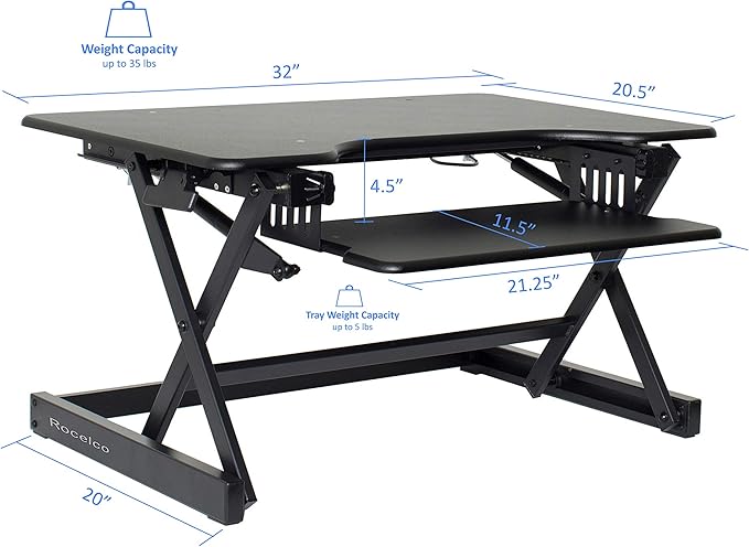 Rocelco 32" Height Adjustable Standing Desk Converter BUNDLE - Image 3