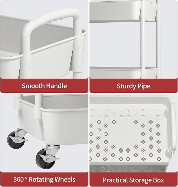 Sywhitta 4-Tier Plastic Rolling Utility Cart - Image 3