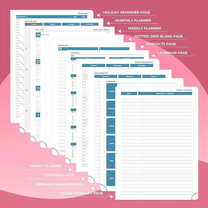 IN-LUXPRO Planner 2026 Daily Weekly and Monthly, 12 Months Spiral Bound - Image 5