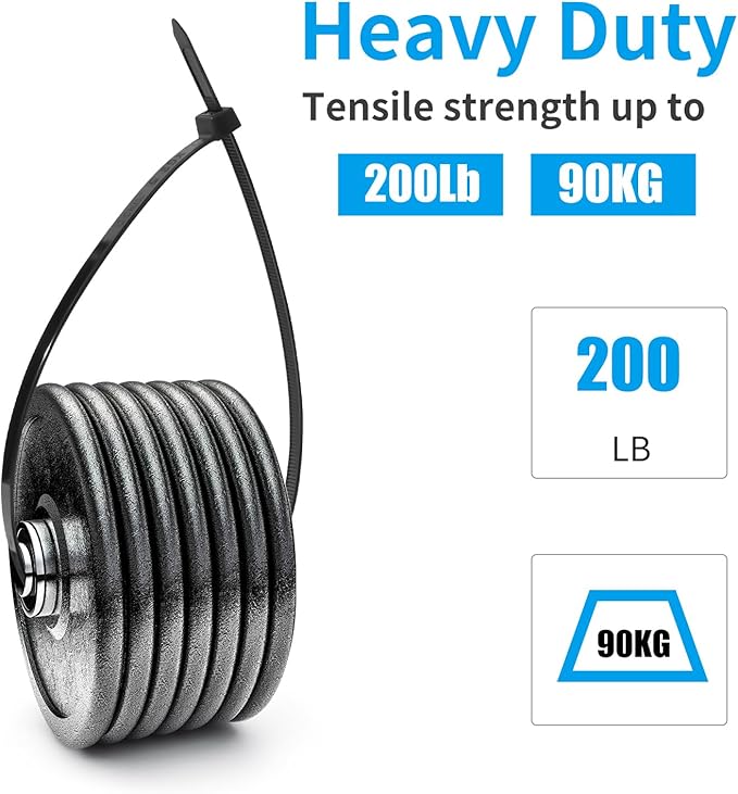 XINGO 22 inch Black Zip Ties Heavy Duty 100Pack, 200 LBS Ultra Strong Plastic - Image 4