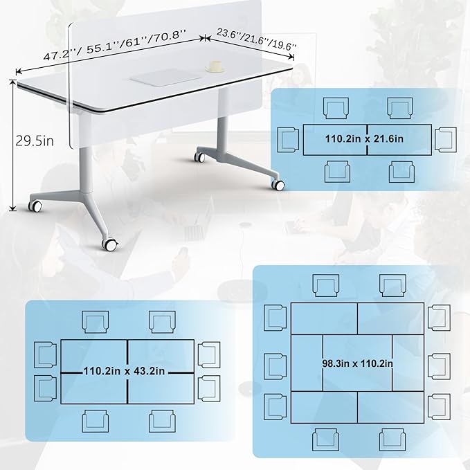Conference Table, 55.1''Folding Conference Room Table - Image 2