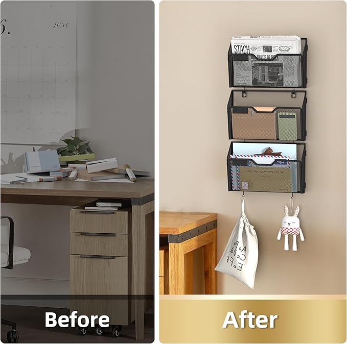 Docnest 6 Pack Hanging Wall File Holders, Mesh Wall Letter File Holder - Image 3
