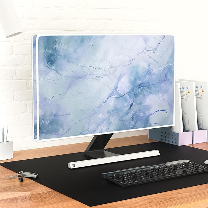 Baocicco Fashion Haze Blue Marble Screen TV Cover Cover 80 Inch Waterproof Full - Image 6