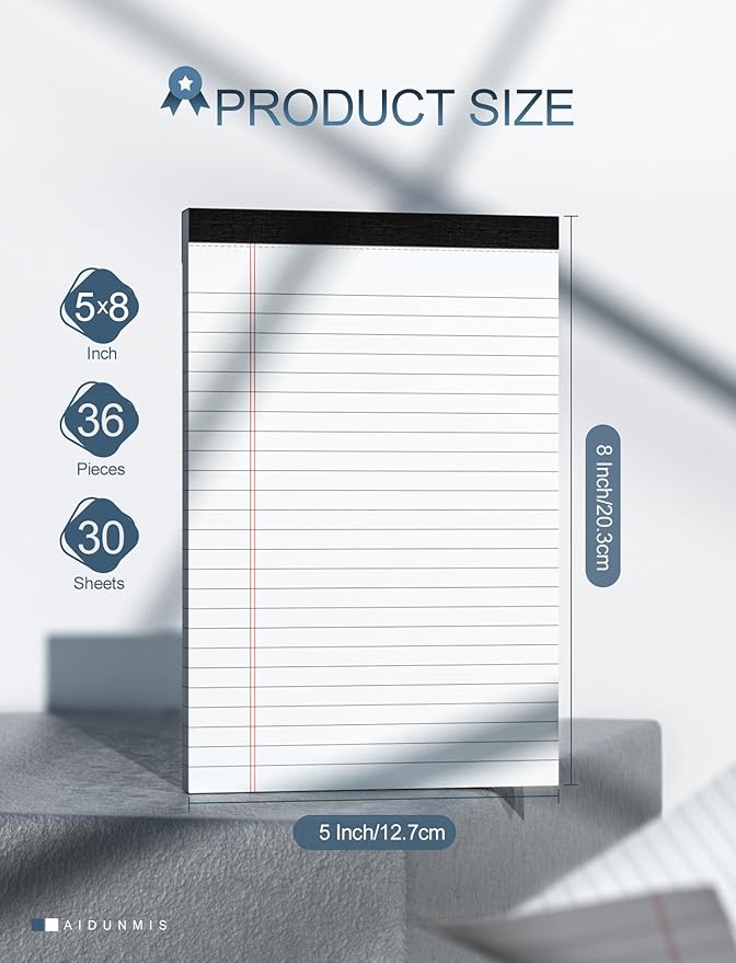 36 Pack Small Legal Pads 5x8 White Note Pads 5x8 College Ruled Paper Tablets - Image 2