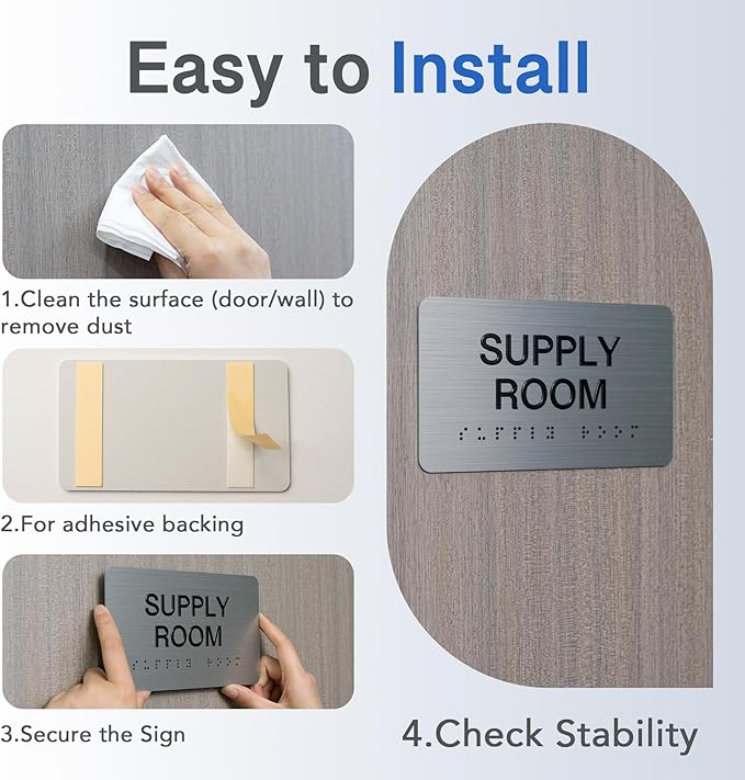 RECEPTION Signs with Raised Text & Grade 2 Braille, Brushed Aluminum/Silver - Image 4