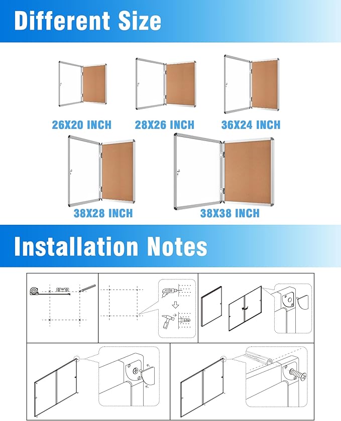 Mifuro 2 Pack 38"x28" Enclosed Bulletin Board, Lockable Weather-Resistant - Image 4